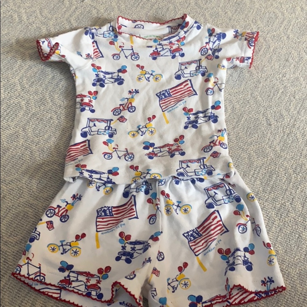 Girls' White Patriotic Print Pajama Set